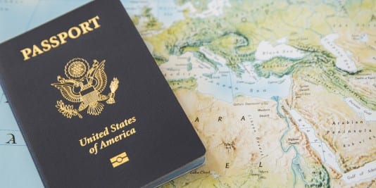 US Passport on the world map
