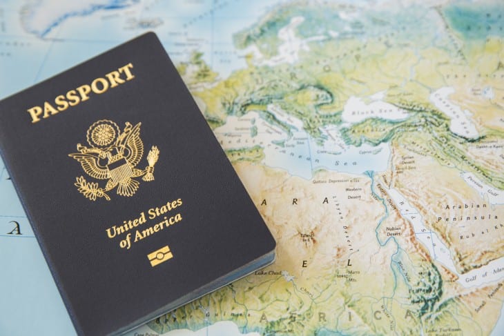 US Passport on the world map